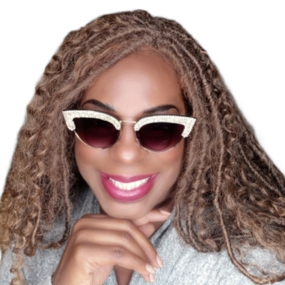 Silver Rhinestone Cat Eye Shades - Picture 2 of 7